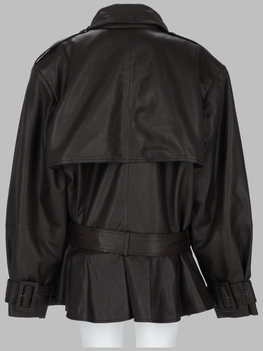 Rotate Women's Giacca Biker in Pelle Brown