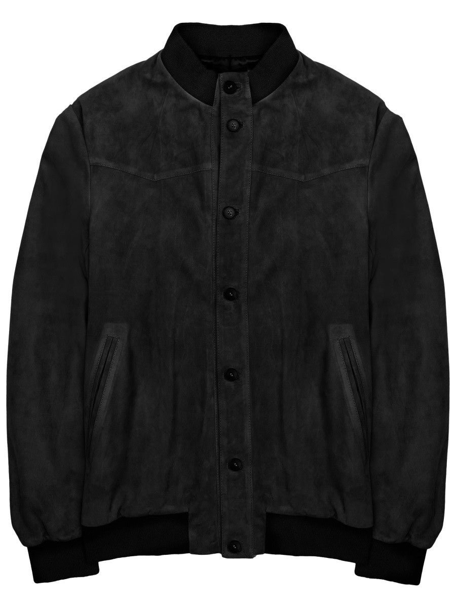 Low Brand Men's Giacca Bomber in Suede Black