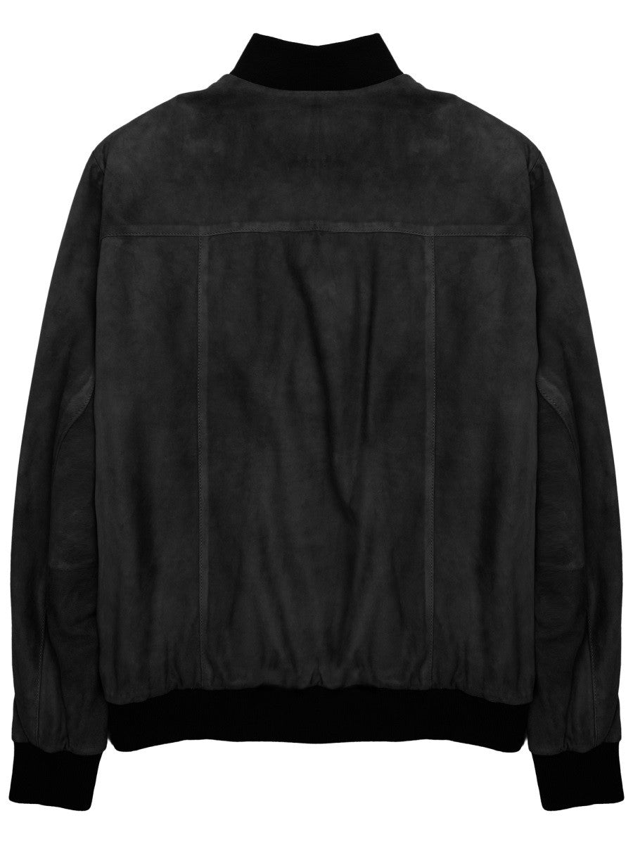 Low Brand Men's Giacca Bomber in Suede Black
