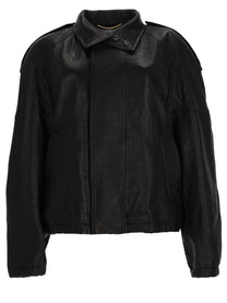 Saint Laurent Women's Giacca Cordo in Pelle Black