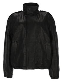 Saint Laurent Women's Giacca Cordo in Pelle Black