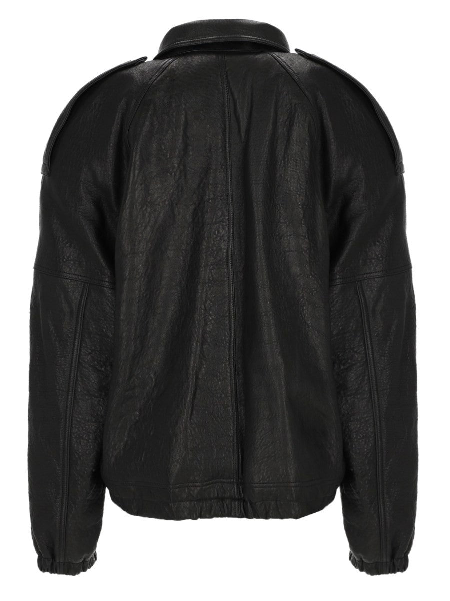 Saint Laurent Women's Giacca Cordo in Pelle Black