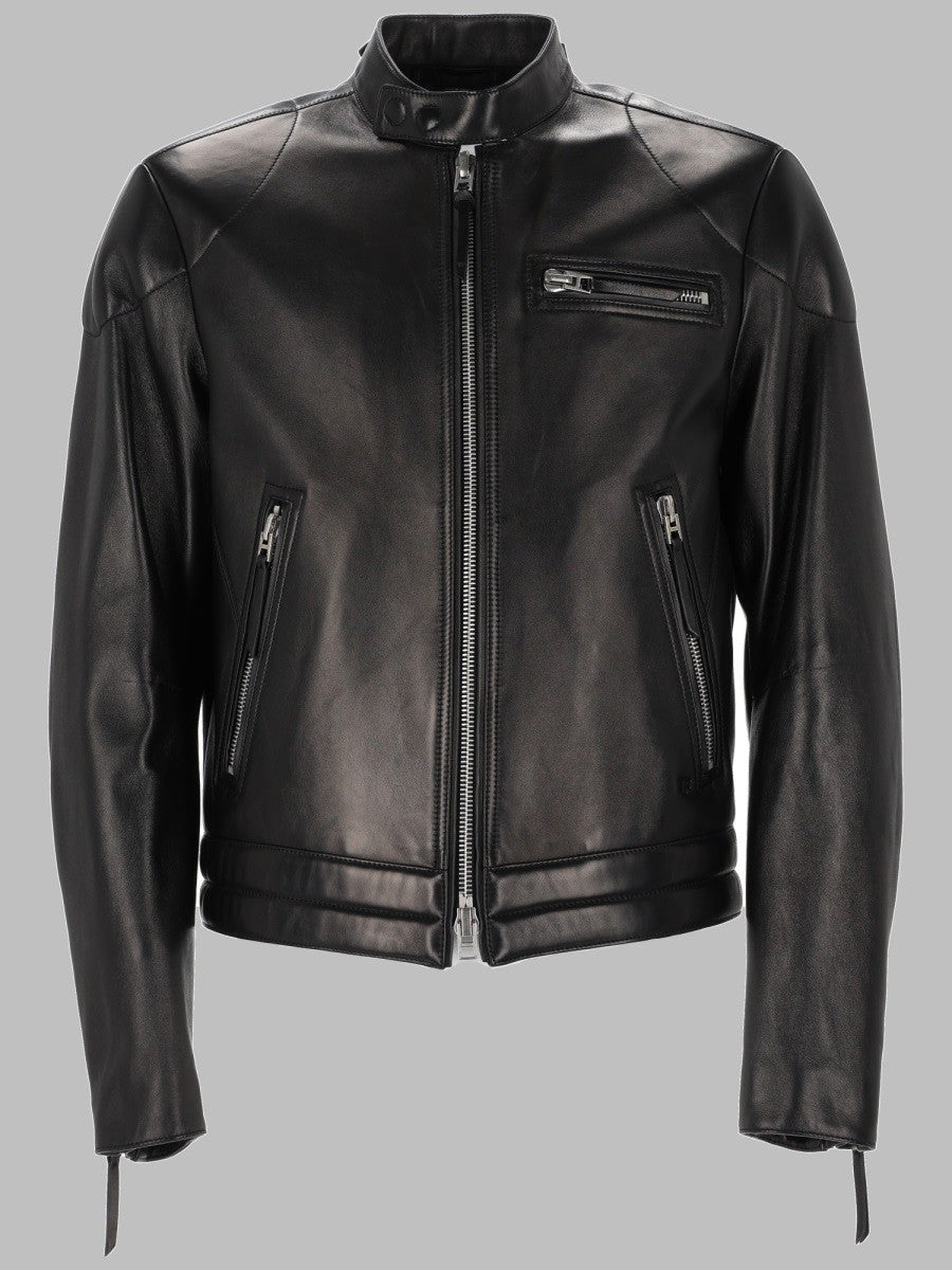 Tom Ford Men's Giacca DA Motociclista in Nappa Fiore Black