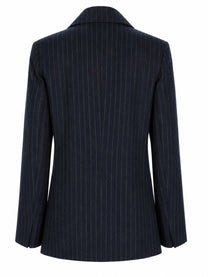 S MAX MARA Women's Giacca Doppiopetto in Lana Gessata Blue