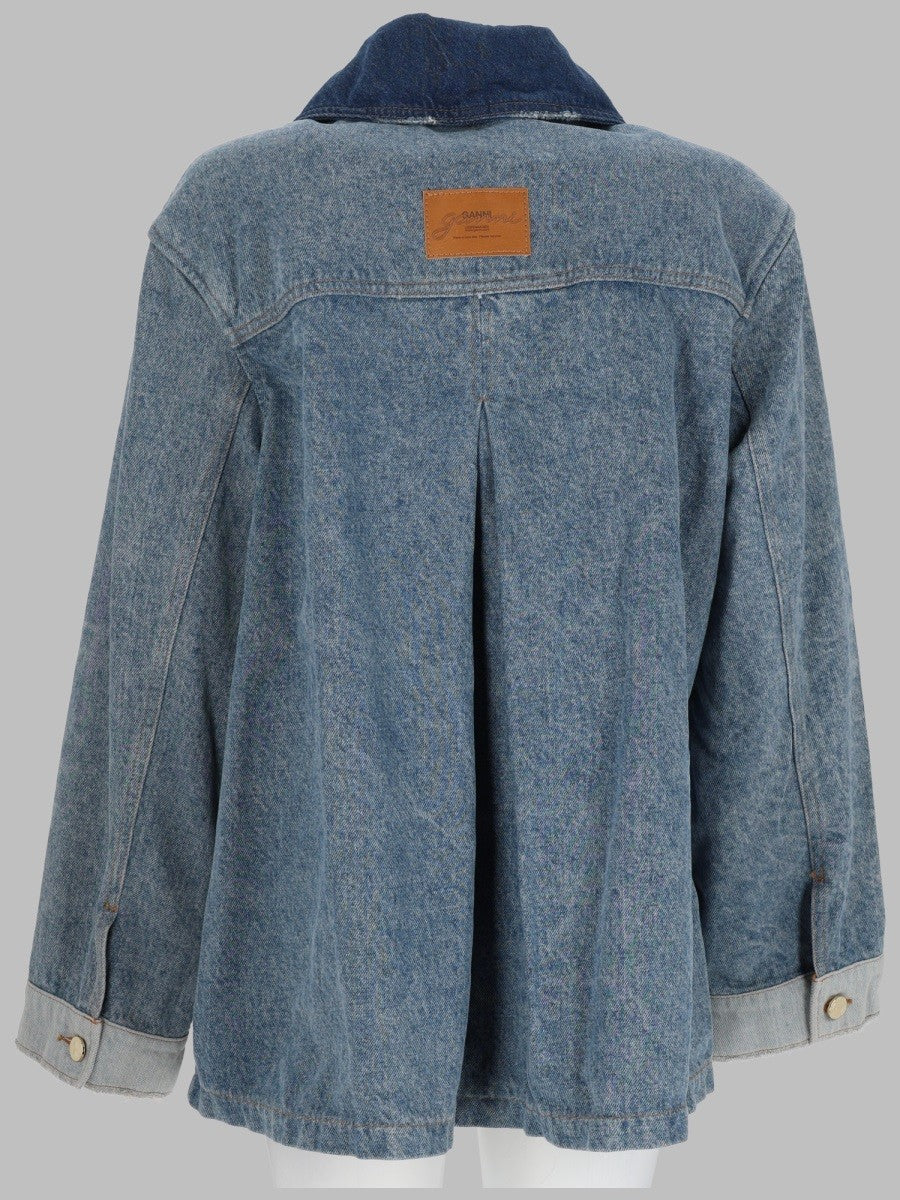 Ganni Women's Giacca in Denim Patchwork Blue
