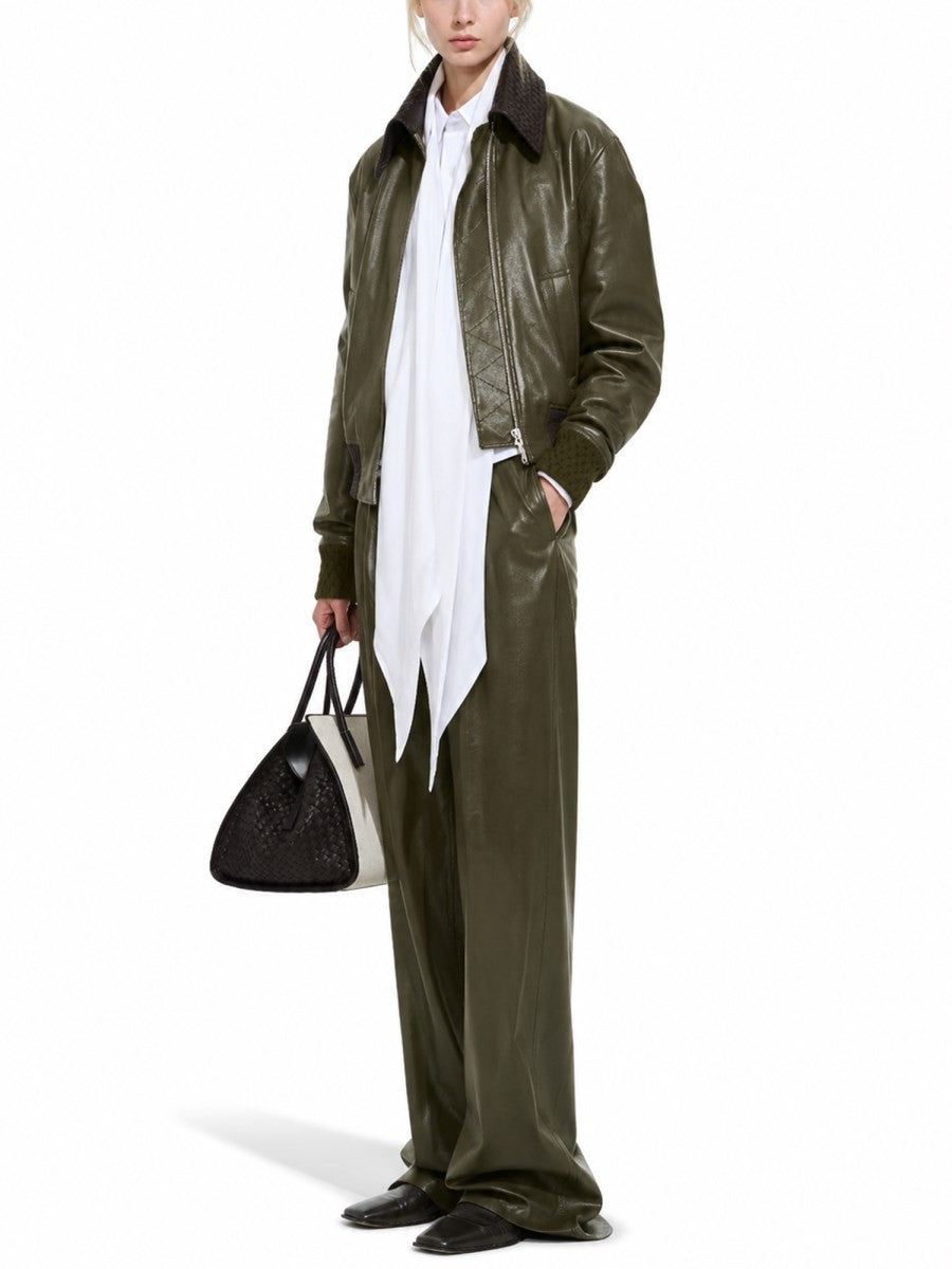 Bottega Veneta Women's Giacca in Pelle Lucida Green