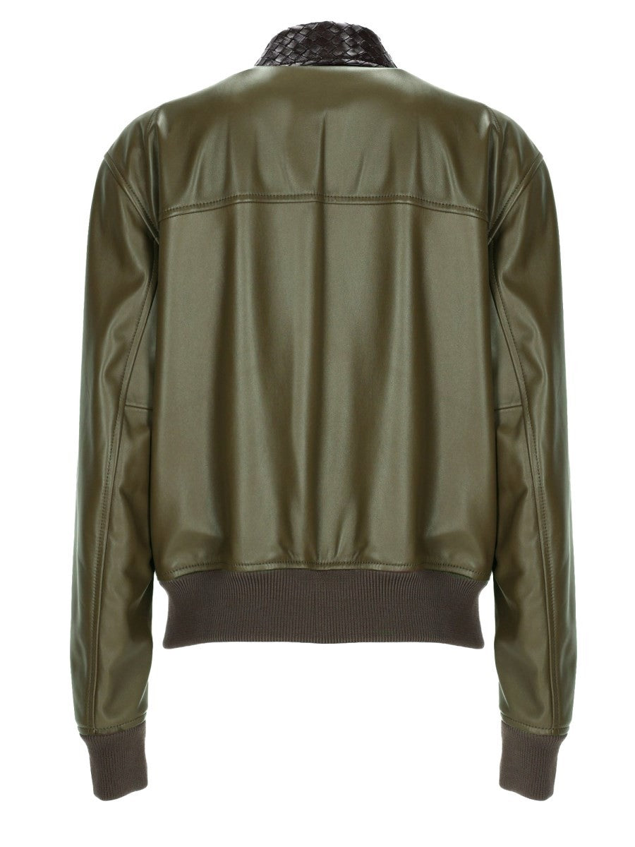 Bottega Veneta Women's Giacca in Pelle Lucida Green