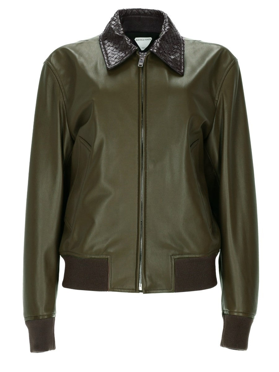 Bottega Veneta Women's Giacca in Pelle Lucida Green