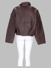 ROTATE Birger Christensen Women's Leather Rigenerata Jacket Brown, view 2