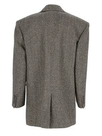 Saint Laurent Women's Giacca Monopetto in Lana Grey