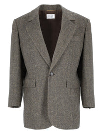 Saint Laurent Women's Giacca Monopetto in Lana Grey