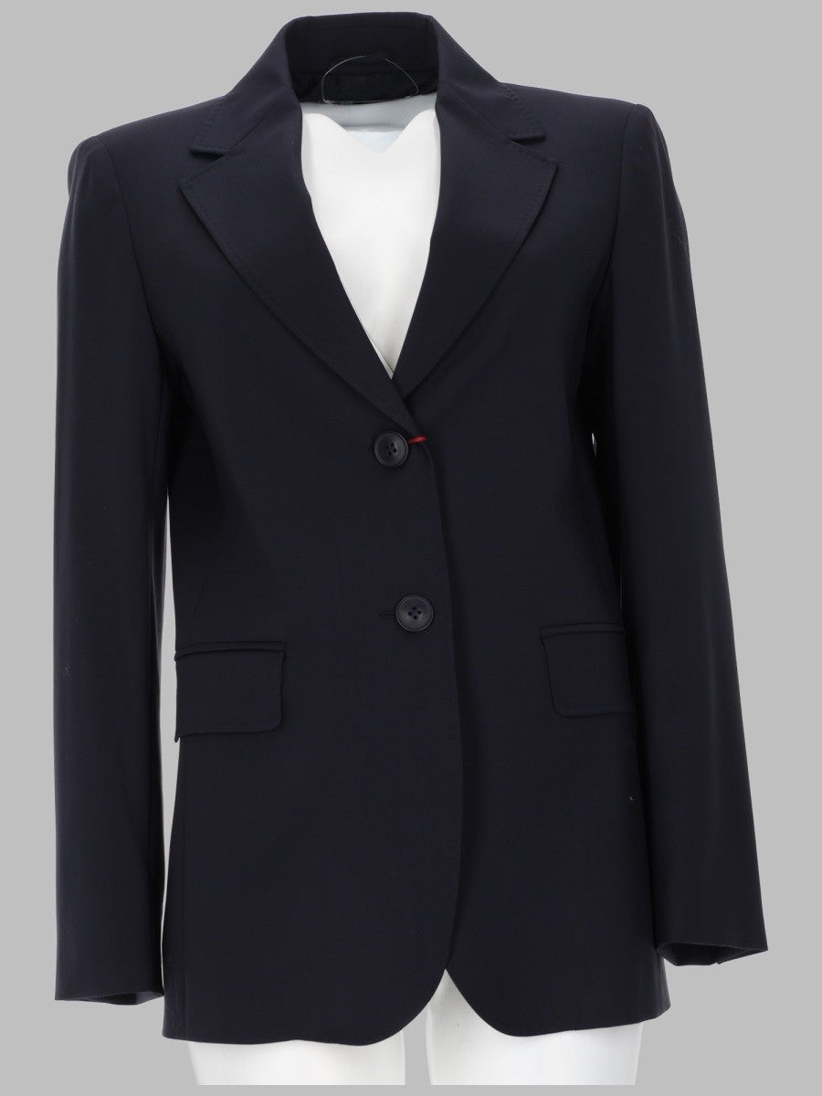 Max Mara Studio Women's Giacca Monopetto in Tela DI Lana Blue