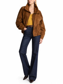 Saint Laurent Women's Giacca Oversize in Pelle Crosta Vintage Brown