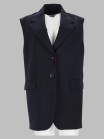 Max Mara Studio Women's Giacca Smanicata in Lana Blue
