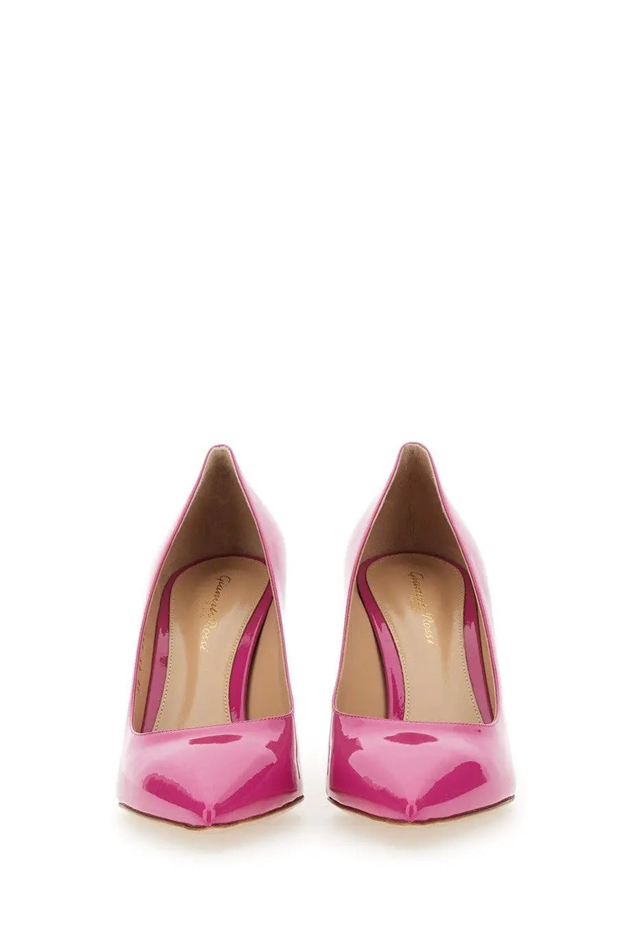 Gianvito Rossi women’s decolletè Gianvito pink bright pink patent leather high heels with pointed toe and slender heel