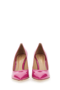 Gianvito Rossi women’s decolletè Gianvito pink bright pink patent leather high heels with pointed toe and slender heel