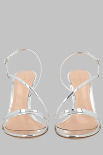 Gianvito Rossi women’s Écolleté Manhattan silver silver metallic strappy high-heeled sandals with minimalist design