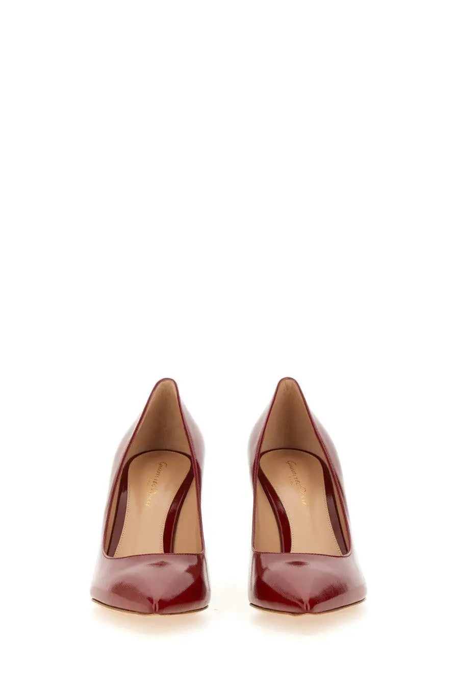 Gianvito Rossi women’s écolleté gianvito red burgundy patent leather pointed-toe high heels with thin straps