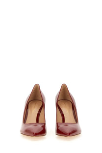 Burgundy patent leather pointed-toe high heels with thin straps from gianvito rossi women’s écolleté gianvito red collection
