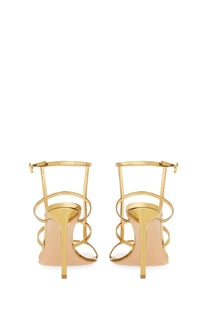Gianvito Rossi women’s gold-toned strappy high-heeled sandals with sleek minimalist design and thin stiletto heels
