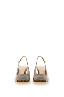 Gianvito Rossi women’s slingback Christina pattern brown and black leopard-print heels with glossy finish