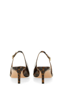 Gianvito rossi women’s slingback christina pattern brown leopard print heels with gold-tone buckle details