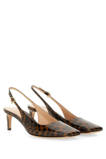 Gianvito Rossi women’s slingback Christina pattern brown leopard-print patent leather heels with gold-tone buckle