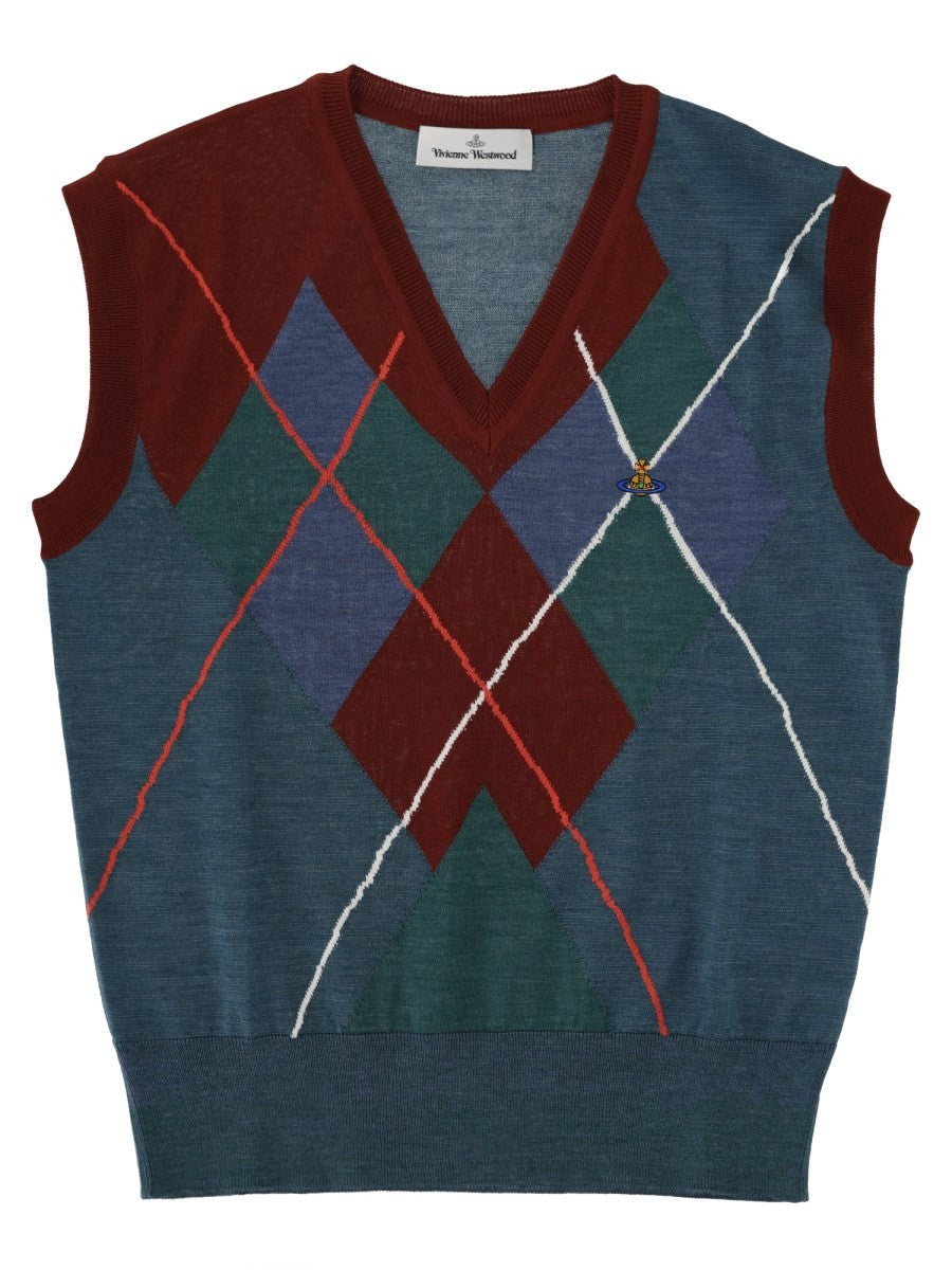 Vivienne Westwood Men's Wool Gilet Argyle Multicolor