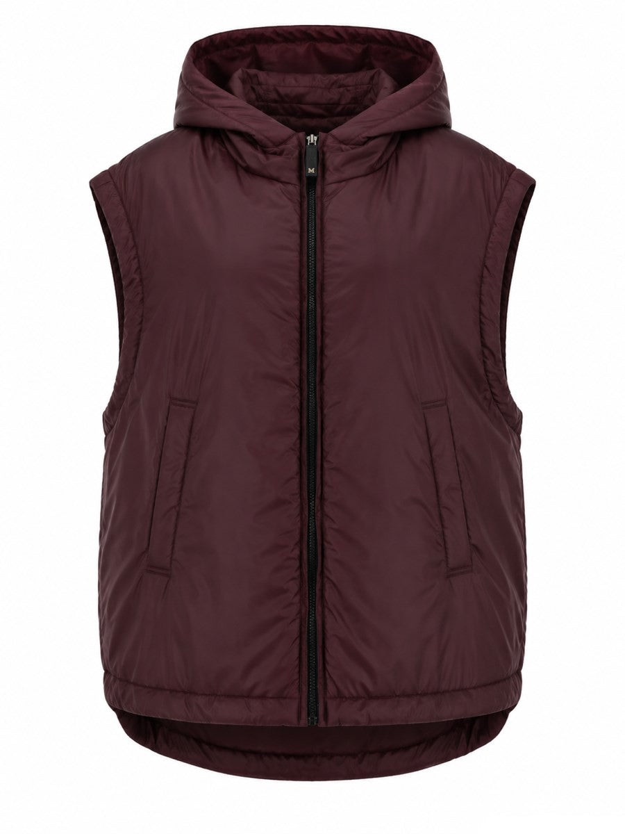 S MAX MARA Women's Gilet Imbottito Con Cappuccio Red