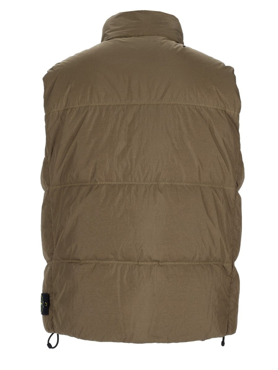 Stone Island Men's Gilet Imbottito in Piuma Resistente AL Vento Con Antigoccia Green