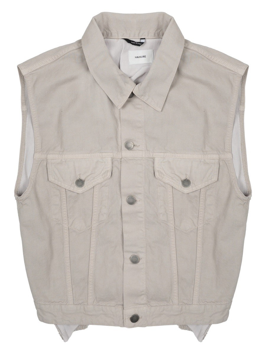 Haikure Women's Gilet Ryder Con Inserto in Satin Beige