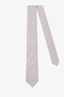 Giorgio Armani men’s silk tie silver in light gray with a subtle dark gray geometric pattern
