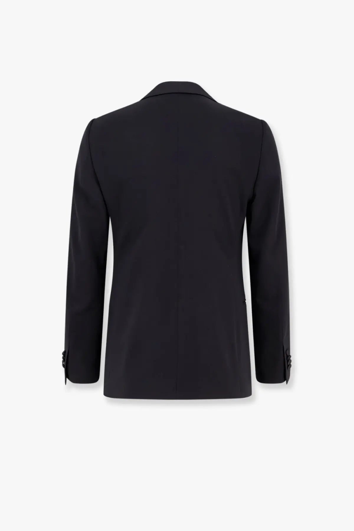 Giorgio Armani men’s Soho virgin wool tuxedo black tailored blazer with structured silhouette and tonal contrast cuffs