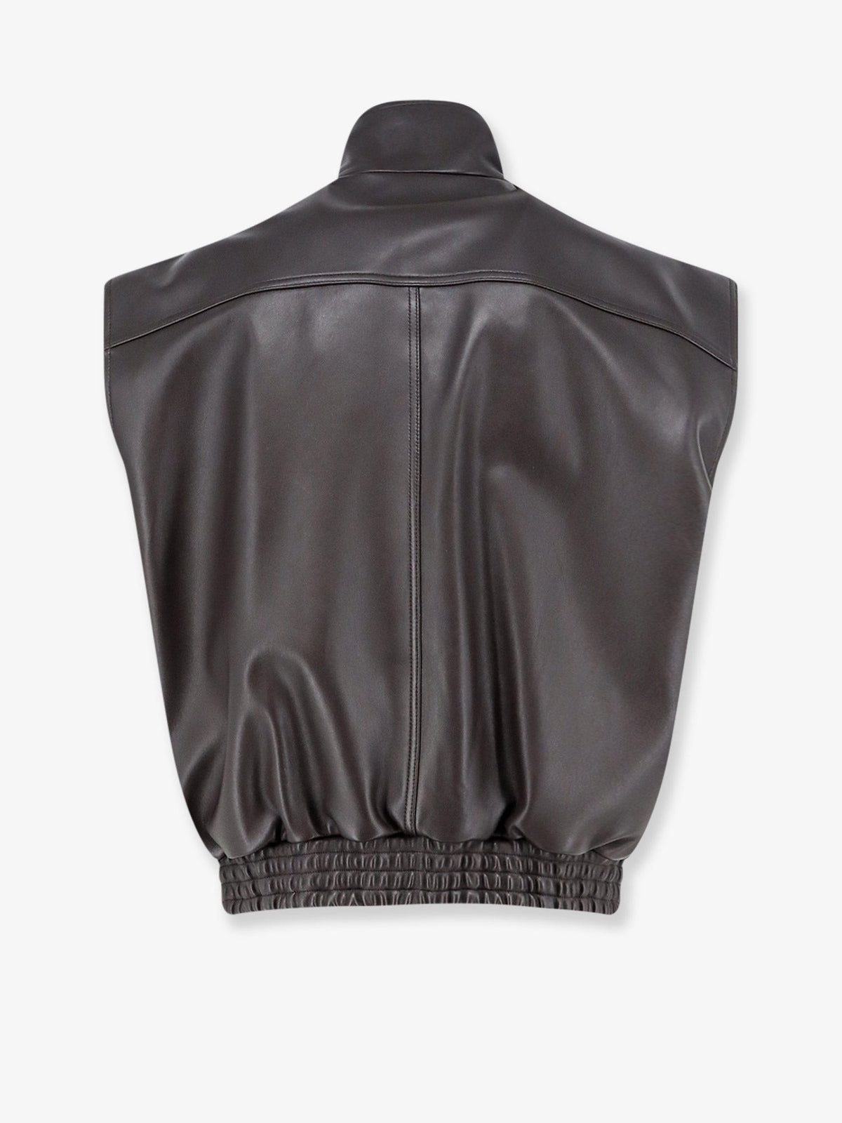Balenciaga Women's Sleeveless Leather Jacket Brown