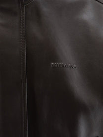 Balenciaga Women's Sleeveless Leather Jacket Brown