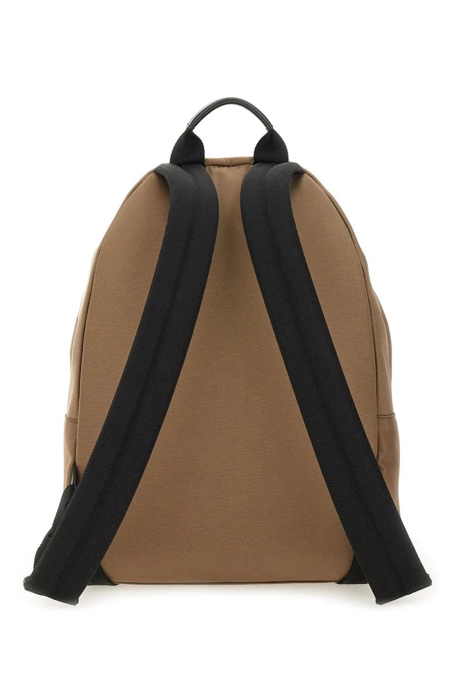 Givenchy men’s backpack essential brown tan canvas backpack with black fabric straps and top handle front view