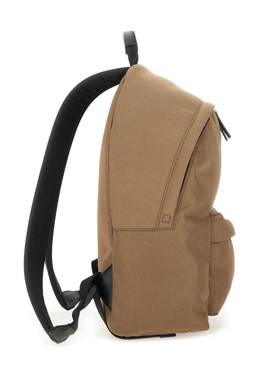 Tan canvas Givenchy men’s backpack essential brown with black shoulder straps and zipper pulls