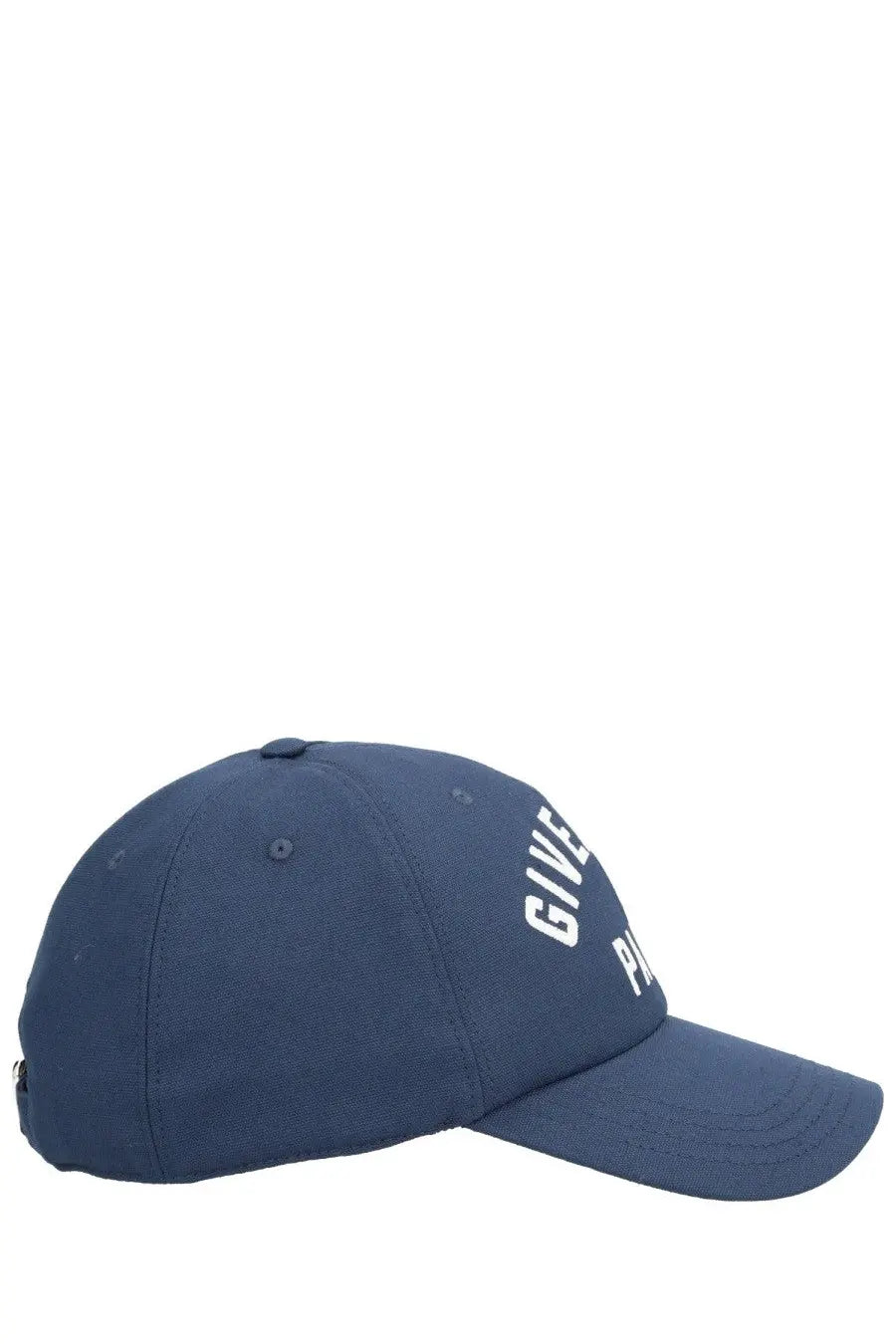 Navy blue Givenchy men’s baseball cap with white embroidered lettering along the side in cotton material