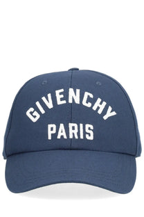 Navy blue Givenchy men’s baseball cap with white embroidered lettering in cotton for casual wear