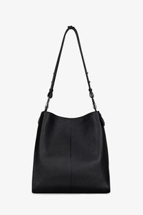 Givenchy men’s black pebbled leather belted shoulder bag with sleek minimalist design and adjustable strap