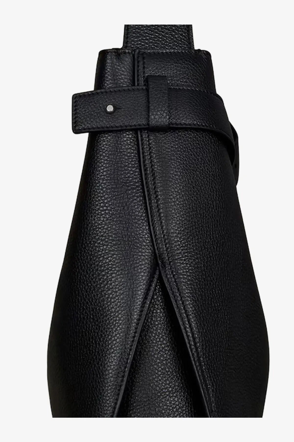 Givenchy men’s black leather crossbody bag with pebbled texture and minimalist buckle closure for shoulder use