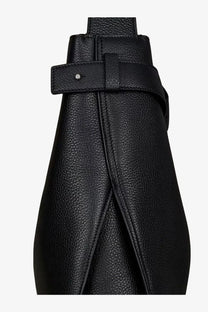 Givenchy men’s black leather crossbody bag with pebbled texture and minimalist buckle closure for shoulder use