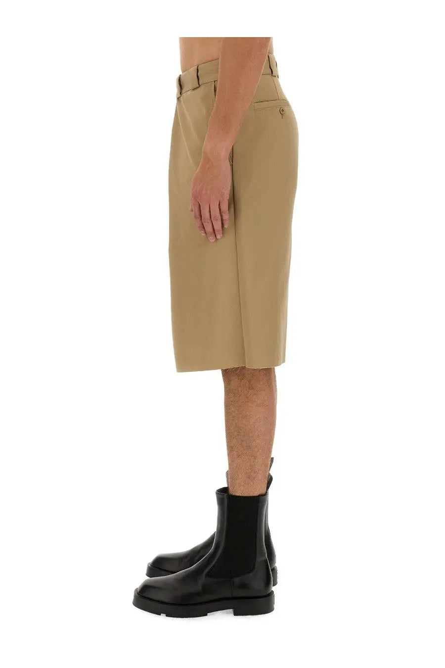 Khaki tailored knee-length bermuda chino trousers with belt and front pockets by givenchy men beige