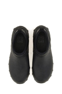 Givenchy men’s bogs chelsea boot black rubber-soled slip-on shoes with chunky textured sole and embossed logo insole