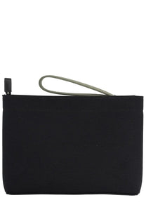 Givenchy men’s clutch bag black woven fabric pouch with gray wrist strap and black zipper pull
