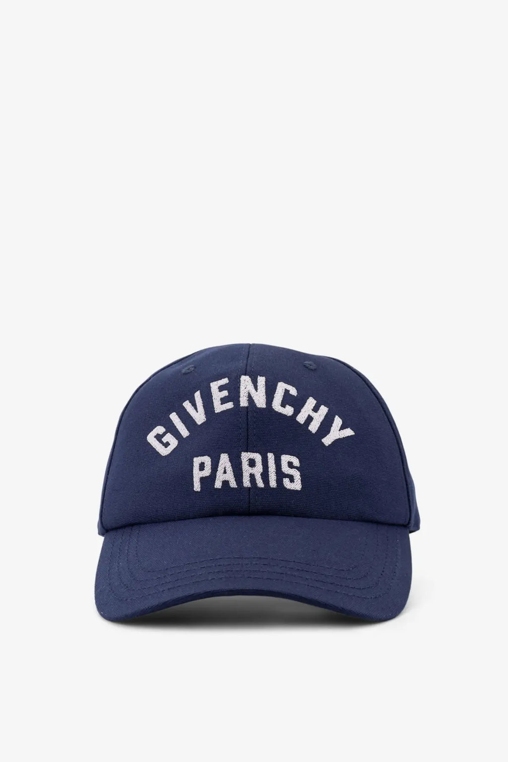 Navy blue Givenchy Paris cotton baseball cap with white embroidered lettering for men
