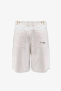 White givenchy paris cotton cargo bermuda shorts with minimalist design and subtle branding on the back pocket back view