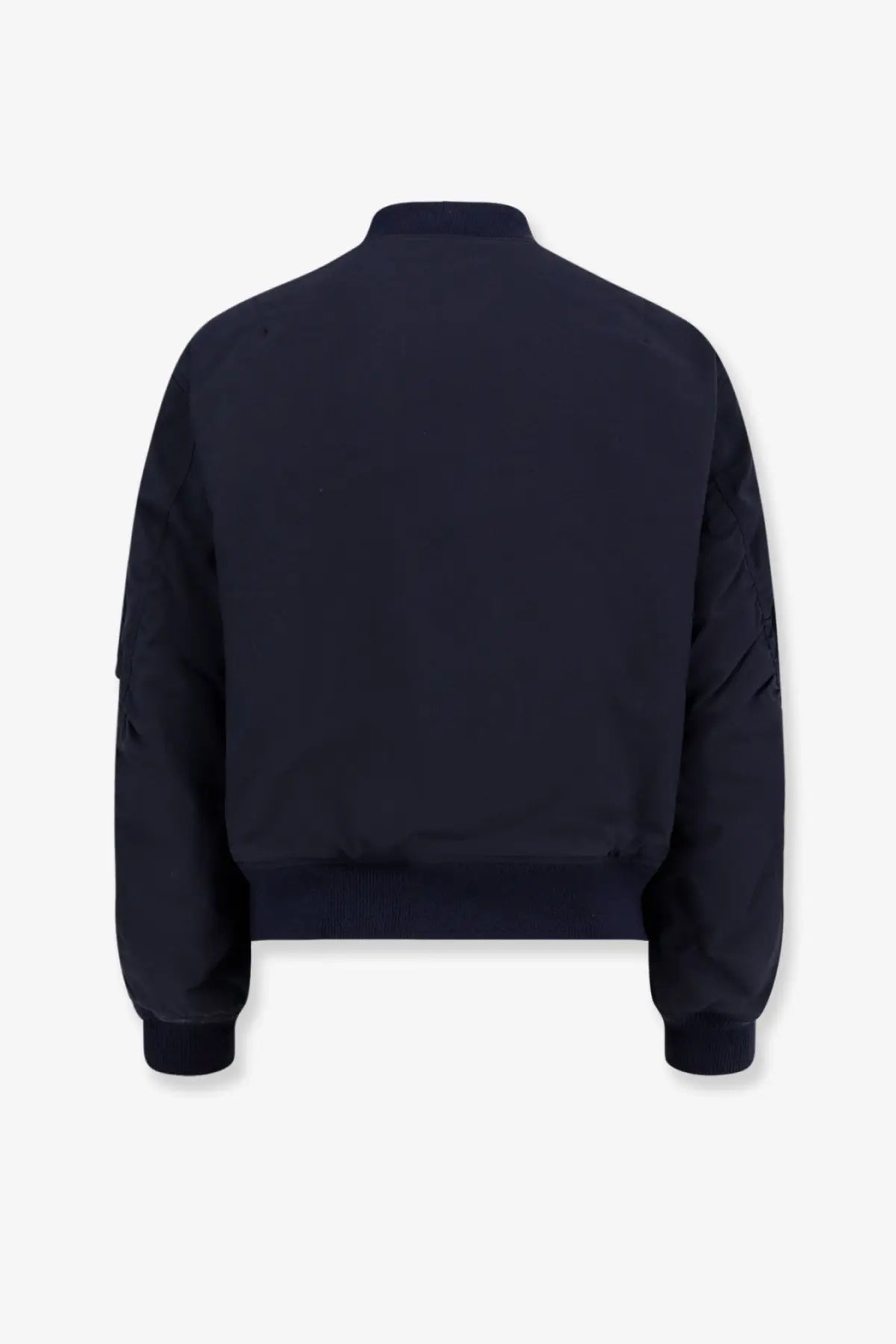 Givenchy men’s blue cotton blend bomber jacket with dark navy ribbed cuffs and waistband front view