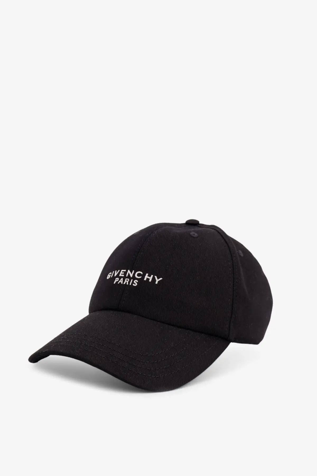 Black Givenchy men’s cotton baseball cap with white embroidered logo for casual wear