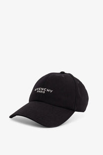 Black Givenchy men’s cotton baseball cap with white embroidered logo for casual wear